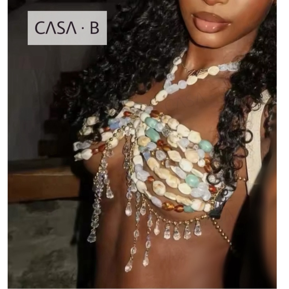 DROPS 5/15 to CASA B💫The “Celestial Cascade” Luxury Hand-Made Beaded Chain Top